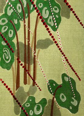 Yaprak damgası Batik. Yaprak deseni. Yumuşak dijital illüstrasyon ve karmaşık yaprak tasarımları. Zarif ve doğadan esinlenilmiş, her proje için mükemmel.