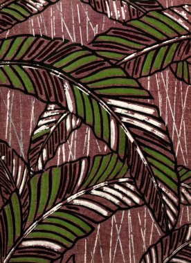 Yaprak damgası Batik. Yaprak deseni. Yumuşak dijital illüstrasyon ve karmaşık yaprak tasarımları. Zarif ve doğadan esinlenilmiş, her proje için mükemmel.