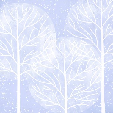 Abstract Snowy Trees Illustration. Botanical-inspired abstract pattern in a digitally created design. Ideal for elegant backgrounds and modern projects.  clipart