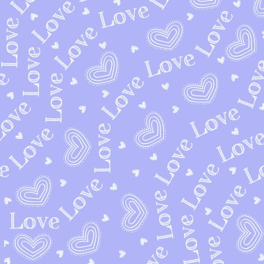 Aşk çizimi. Dijital Sevgililer Günü Şablonu. Pastel açık mavi arka planda en az beyaz karalama motifleri. Modern grafik tasarımı, modaya uygun dekorasyon ve gençlik projeleri için ideal.