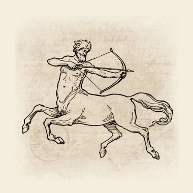 Centaur. Fantezi efsanelerindeki efsanevi yaratık. Destansı maceralar ve kahramanlık öyküleri için mükemmel..