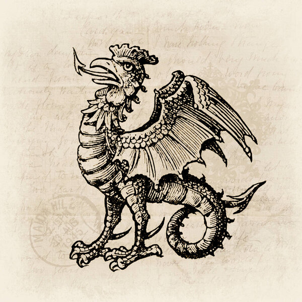 The Cockatrice. Mythical creature from fantasy legends. A fierce and powerful beast, perfect for epic adventures and heroic storytelling.