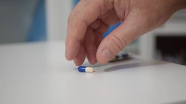 Blurred Shooting Senior Taking Medical Pills Ease Confidence Old Person — Video Stock