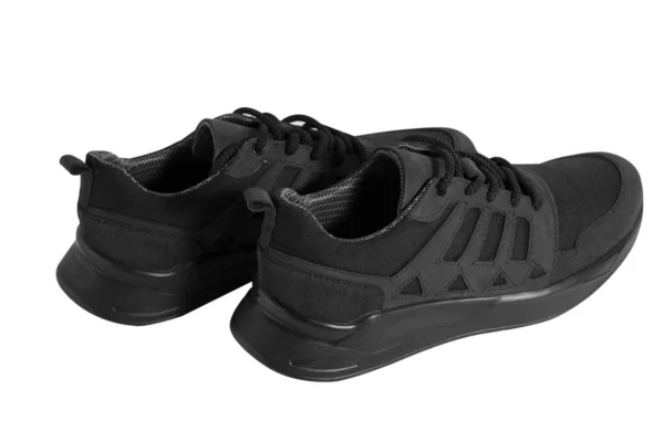 Shoes Black Sneakers White Background — Stock Photo, Image