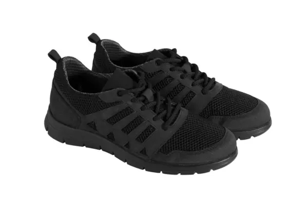 Παπούτσια Μαύρα Αθλητικά Παπούτσια Λευκό Φόντο — Φωτογραφία Αρχείου