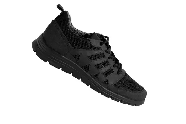 Schoenen Zwarte Sneakers Een Witte Achtergrond — Stockfoto