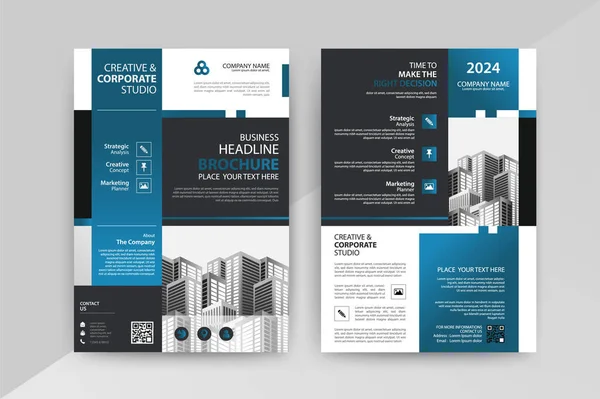 Kracht Van Reclame Met Blauw Kleur Jaarverslag Brochure Flyer Ontwerp — Stockvector