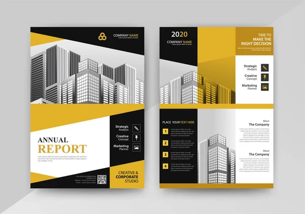 Síla Reklamy Žlutou Černou Barvou Šablony Pro Návrh Brožury Výroční — Stockový vektor