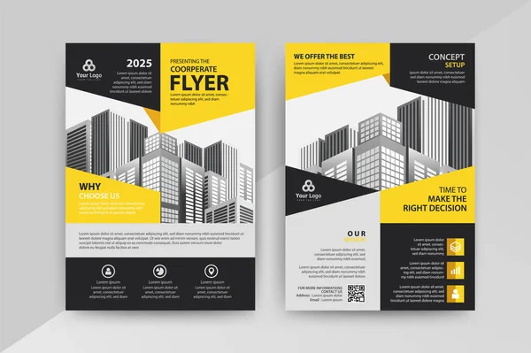 Síla Reklamy Žlutou Černou Barvou Výroční Zpráva Leták Design Šablony Stock Vektory