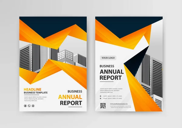 パンフレット レポート ポスター 企業プレゼンテーション ポートフォリオ フライヤー 黄色の色の画像のためのビジネス抽象ベクトルテンプレートA4 — ストックベクタ