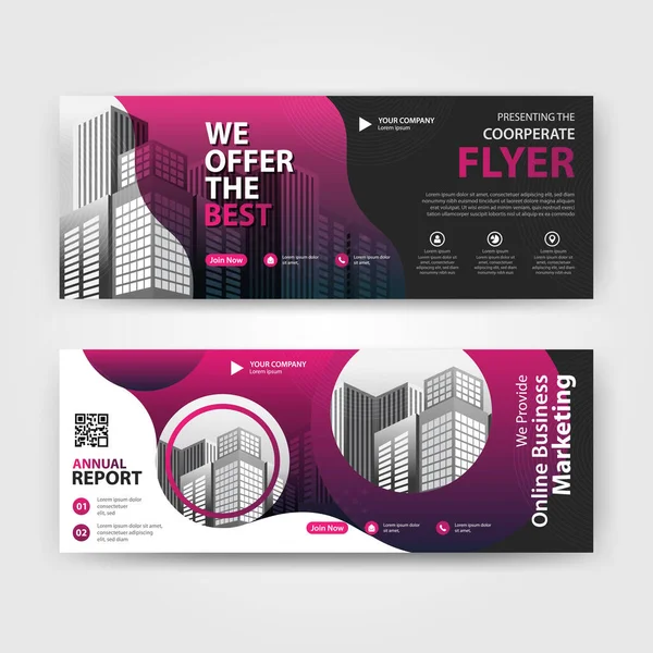 Paarse Kleur Abstracte Corporate Banner Template Horizontale Reclame Lay Out — Stockvector
