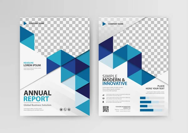 パンフレット レポート ポスター 企業プレゼンテーション ポートフォリオ フライヤー インフォグラフィックのためのビジネス抽象ベクトルテンプレート青の色のサイズA4 — ストックベクタ