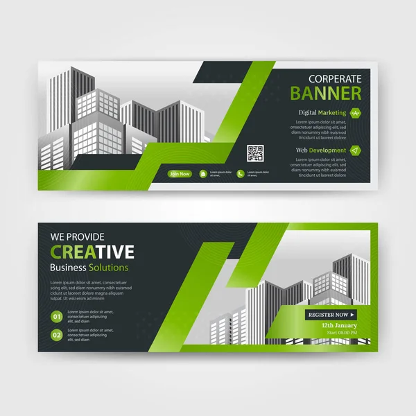 Groene Kleur Abstracte Corporate Banner Template Horizontale Reclame Lay Out Stockillustratie