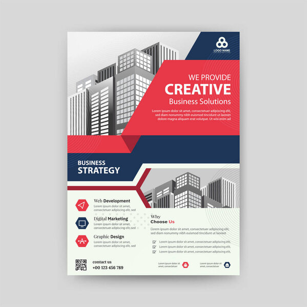 Webinar flyer template with red and blue color, size a4. Vector