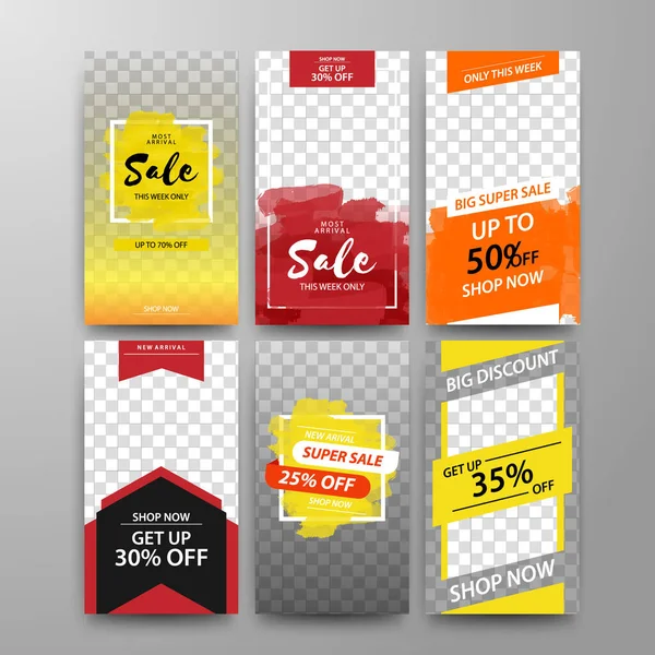 Plantilla Post Editable Banners Redes Sociales Para Marketing Digital Moda — Vector de stock