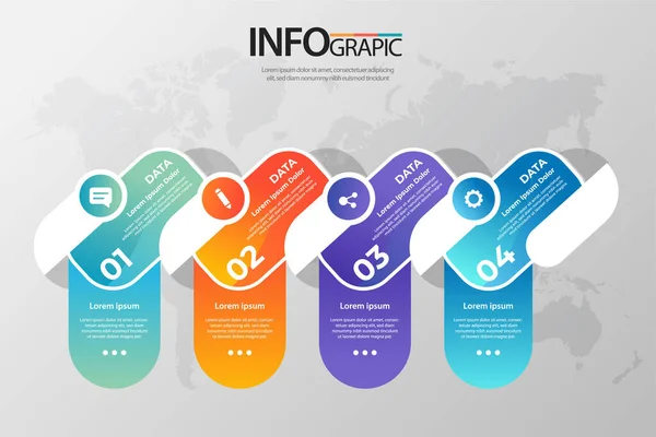 Infografische Stappen Collectie Plat Ontwerp Met Full Color Kan Gebruikt — Stockvector
