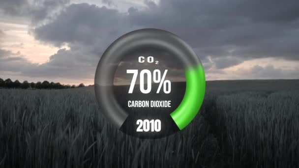 Цифрова Панель Приладів Показує Зменшення Відсотків Відсотків Co2 Чисті Нульові — стокове відео