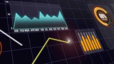 Çizelge numaralarıyla birlikte iş diyagramı. Finansal geçmiş, borsa ve banka için iyi. Ekonomik enflasyon artışı, durgunluk durgunluğu, faiz oranları, mali grafik.