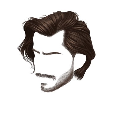Saç stili ve bıyık çizimleri kuaförlük ve başvurular için uygun geçmişe dönük stil..