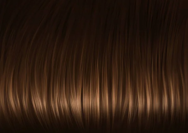 棕色头发背景结构 一群布鲁内特的头发闪烁着光芒 健康的头发 不纠结 为你的产品做广告 — 图库照片