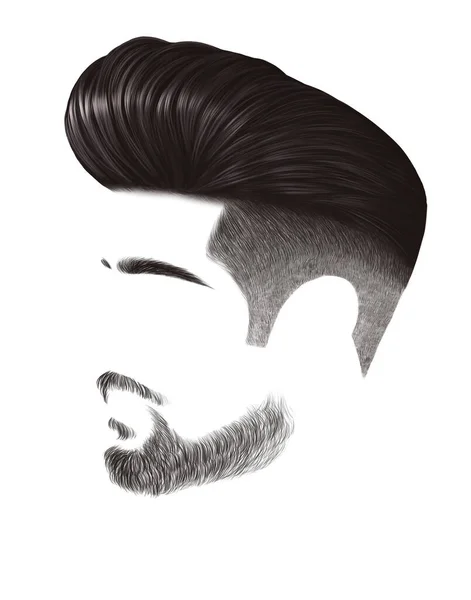 Pompadour Haircut Concept Male Hairstyle Beard Undercut Fade Very Similar — Stock Photo, Image