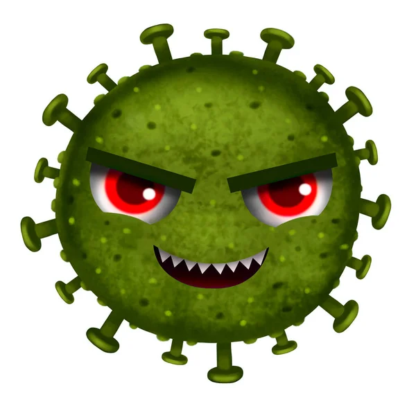 Desain Karakter Virus Covid Cocok Dengan Gaya Kartun Lukisan Digital — Stok Foto