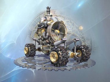 Buhar türbinli Steampunk makinesi