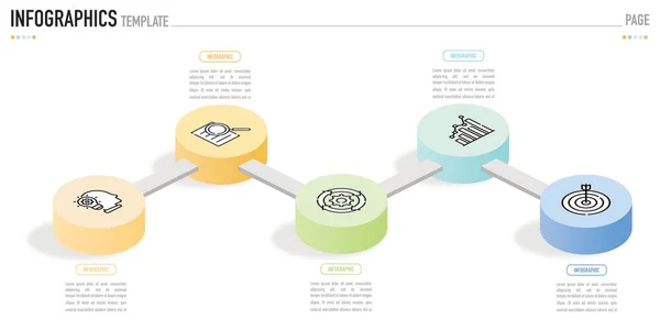 5 adım, süreç, seçenek, renkli 3D daire bağlı katman, dairesel, sütun, merdiven, merdiven, simge, satılık simge, minimal basit modern biçim, origami