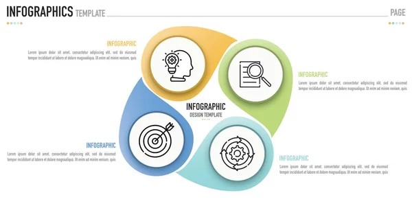 Gözyaşı, su damlası bilgi şablonu veya öge 4 adım, süreç, seçenek, renkli daire, iş için dairesel ve simgeler, satış slaytı veya sunumu, minimal, basit modern biçim, 3D