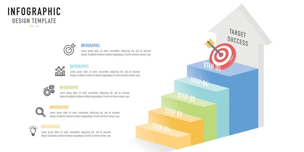 Escada Escada Origami Papel Modelo Infográfico Isométrico Elemento Como Vetor — Vetor de Stock