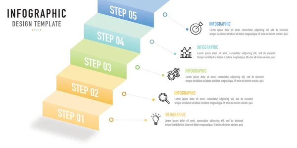Escada Escada Modelo Infográfico Elemento Como Vetor Com Etapa Conectada — Vetor de Stock
