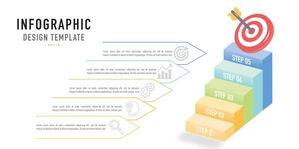 그래픽 비즈니스 템플릿 Stair Infographic Business Template 요소를 벡터로 프로세스 — 스톡 벡터