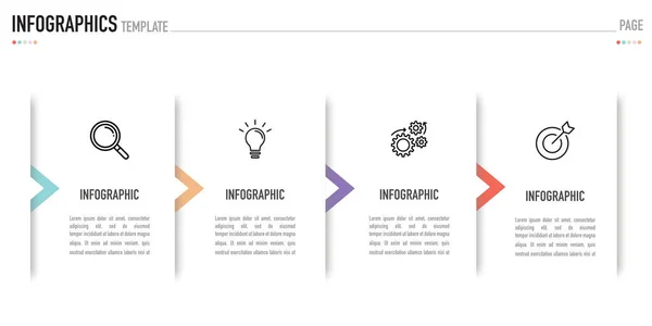 4 adım, süreç, seçenek, beyaz arkaplan üzerinde renkli etiketli, simgeli ve gölgeli, slayt veya sunum için, modern, minimal biçim içeren bir vektör olarak bilgi iş şablonu veya ögesi
