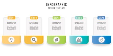 5 adım, süreç, seçenek, renkli simgeler, dikdörtgen, kare, düğme, etiket, daire, dairesel, satılık etiket, İnternet, web sitesi, web notları,