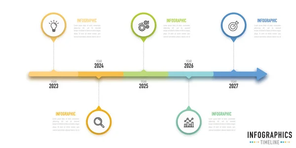Timeline Infographic Template Element Step Process Option Colorful Pin Κύκλος — Διανυσματικό Αρχείο