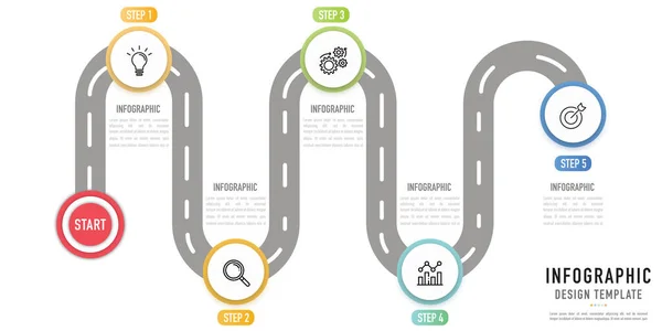 Kreisförmige Roadmap Infografik Vorlage Oder Element Mit Schritt Prozess Option — Stockvektor