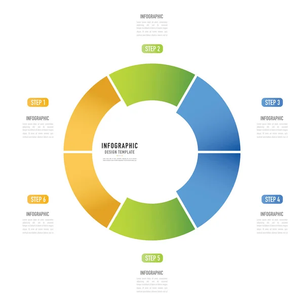 Κυκλικό Infographic Πρότυπο Στοιχείο Κομμάτια Βήμα Διαδικασία Επιλογή Πολύχρωμο Κύκλο — Διανυσματικό Αρχείο