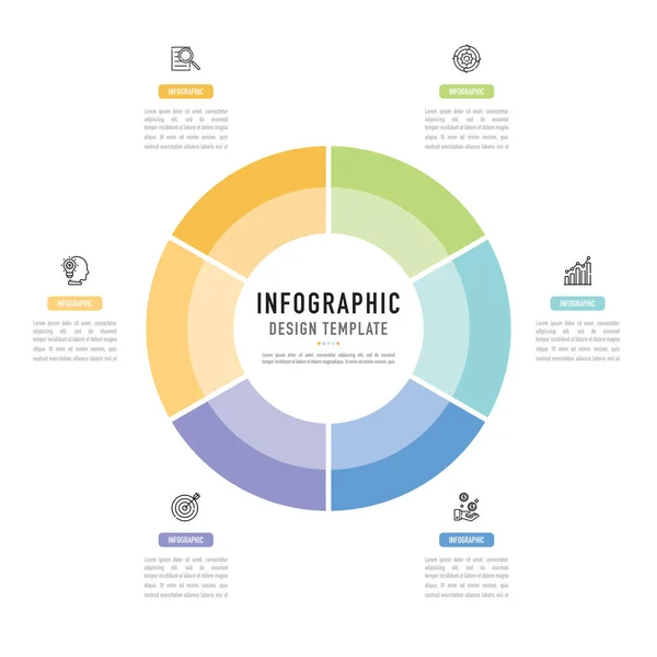 Okrągły Wzór Infograficzny Lub Element Sztuk Krok Proces Opcja Kolorowe — Wektor stockowy