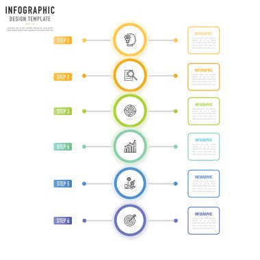 6 adım, süreç, seçenek, renkli çember, simgeler, etiket, ağaç diyagramı, dikdörtgen, dikdörtgen, asgari, modern satılış biçimi, akış şeması,