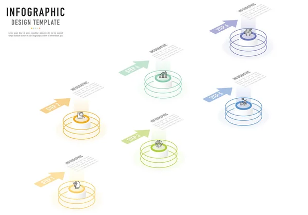 Круговая Изометрическая Инфографика Элемент Шагами Процессом Опцией Цветным Трехмерным Кругом — стоковый вектор