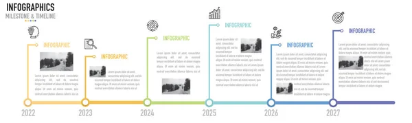 6 yıl, 2022, 2023, 2024, 2025, 2026, 2027, adım, süreç, seçenek, renkli çubuk, indirimli slayt, planlayıcı, tarih için minimal modern biçim