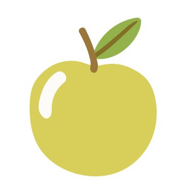 Sulu yeşil elma sade ve düz bir şekilde. Beyaz üzerine izole edilmiş vektör illüstrasyonu.