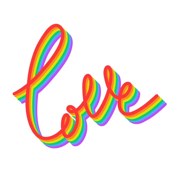 Regenboog Liefdeswoord Lgbt Gay Kleurrijke Vectorbelettering Voor Lgbt Gemeenschap Trots — Stockvector