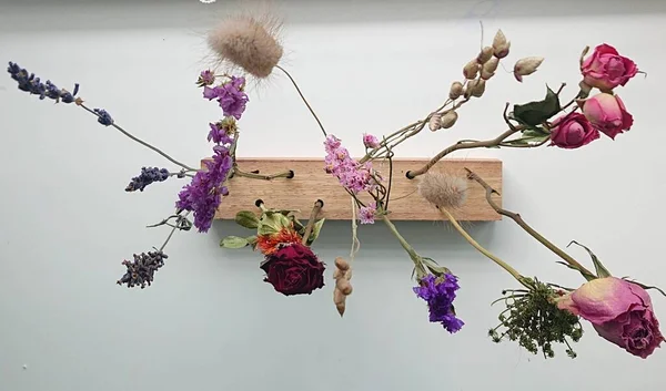 stock image Dried flowers in holder from bloomon in white background 