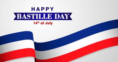 14 Temmuz 'daki Bastille Günü' nüz kutlu olsun. Fransız Ulusal Günü afişi, afişi, tebrik kartı, geçmiş. Vektör illüstrasyonu