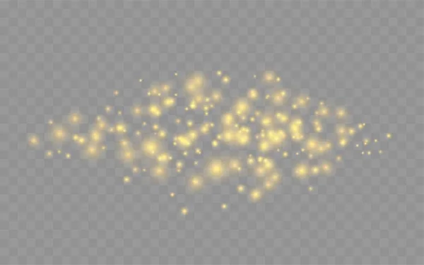 Cahaya Bintang Emas Lampu Sorot Debu Bersinar Natal Percikan Kuning - Stok Vektor