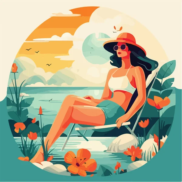 Summer Party Vacation Travel Concept Vector Illustration Minimalistic Style Vector — Stock Vector