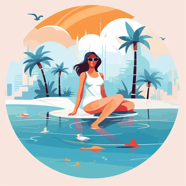 stock vector Summer party, vacation and travel concept. Vector illustration in minimalistic style. Vector illustration