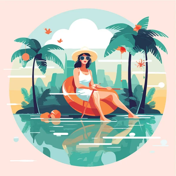 stock vector Summer party, vacation and travel concept. Vector illustration in minimalistic style. Vector illustration