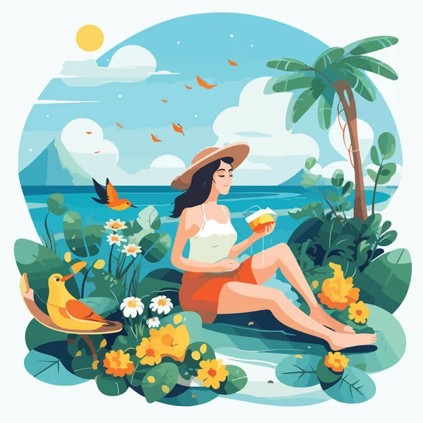 Summer Party Vacation Travel Concept Vector Illustration Minimalistic Style Vector — Stock Vector